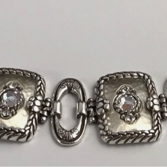 Brighton Retired Garadriel Brushed Silver Swarovski Crystal Link Bracelet - Picture 2 of 5